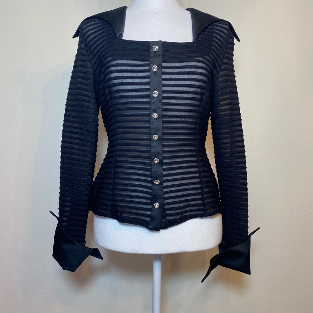 JS Collections Black Striped Blouse